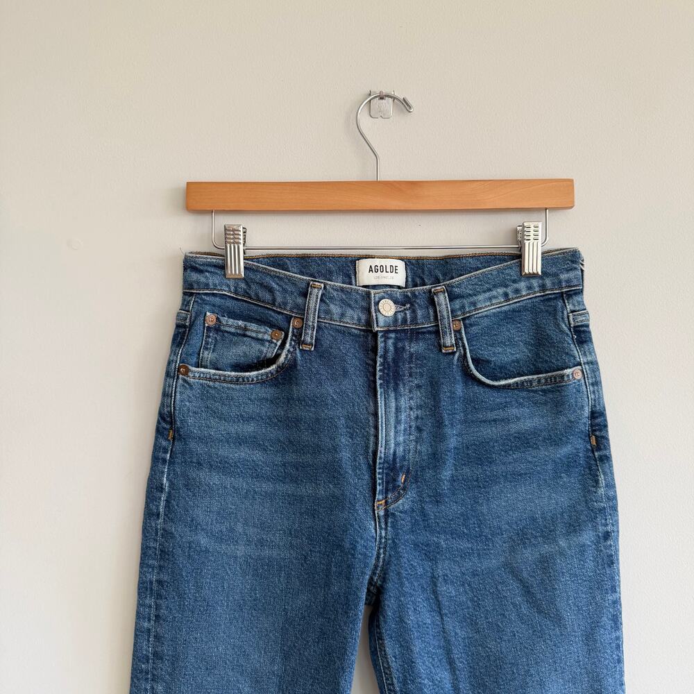 Agolde Riley High Rise Zip-Fly Skinny Leg Jeans Blue 27 - Picture 3 of 9